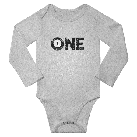

One Year Old Snooker Billiards First Birthday Cute Baby Long Sleeve Jumpsuit Unisex (Gray 6-12M)