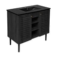 thumbnail image 4 of Bron 36" Freestanding Bathroom Vanity in Black Oak with Black Sink Top, 4 of 8