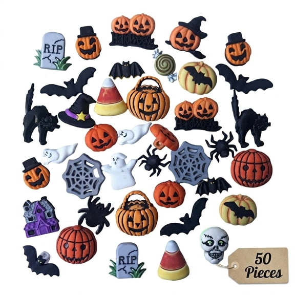 Buttons Galore and More Halloween Super Value Pack 50 Piece Assortments of Novelty Buttons for Sewing and Crafts