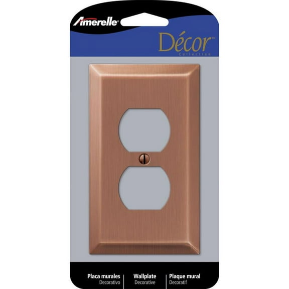 1 Pc, Amerelle Century Antique Copper 1 Gang Stamped Steel Duplex Wall Plate 1 Pk