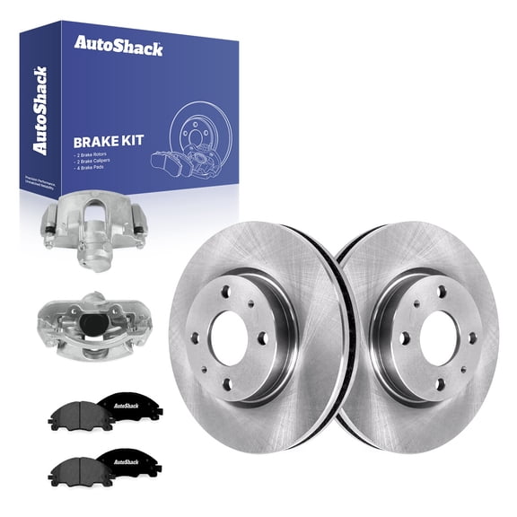 AutoShack Front Vented Brake Rotors   Premium Ceramic Pads   Calipers 8-PC Brake Kit Replacement for 2008-2011 Ford Focus 10.83" (275 mm)