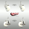 thumbnail image 2 of 3 Inch 316SS Nylon Wheel Swivel ½ Inch Threaded Stem Caster Set 2 Brakes SCC, 2 of 2