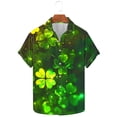 thumbnail image 3 of Ceisia Men's St. Patrick's Day Four-Leaf Clover Light Spot Print Short Sleeve Turndown Collar Stretch Casual Shirt Multicolor XXXXL Gifts, 3 of 5