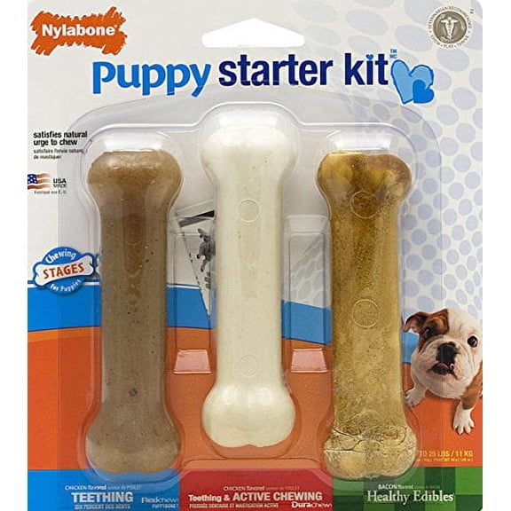 Nylabone Just For Puppies Starter Kit Bone Puppy Dog Chew Toys