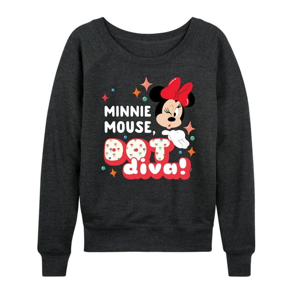 Mickey & Friends - Minnie Dot Diva - Women's Lightweight French Terry Long Sleeve Shirt