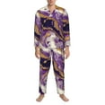 thumbnail image 3 of Wukai Purple Gold Marble Swirls Men's Long Sleeve Pajama Set,Long Sleeve Mens Sleepwear with Pockets & Front Fly-X-Large, 3 of 7