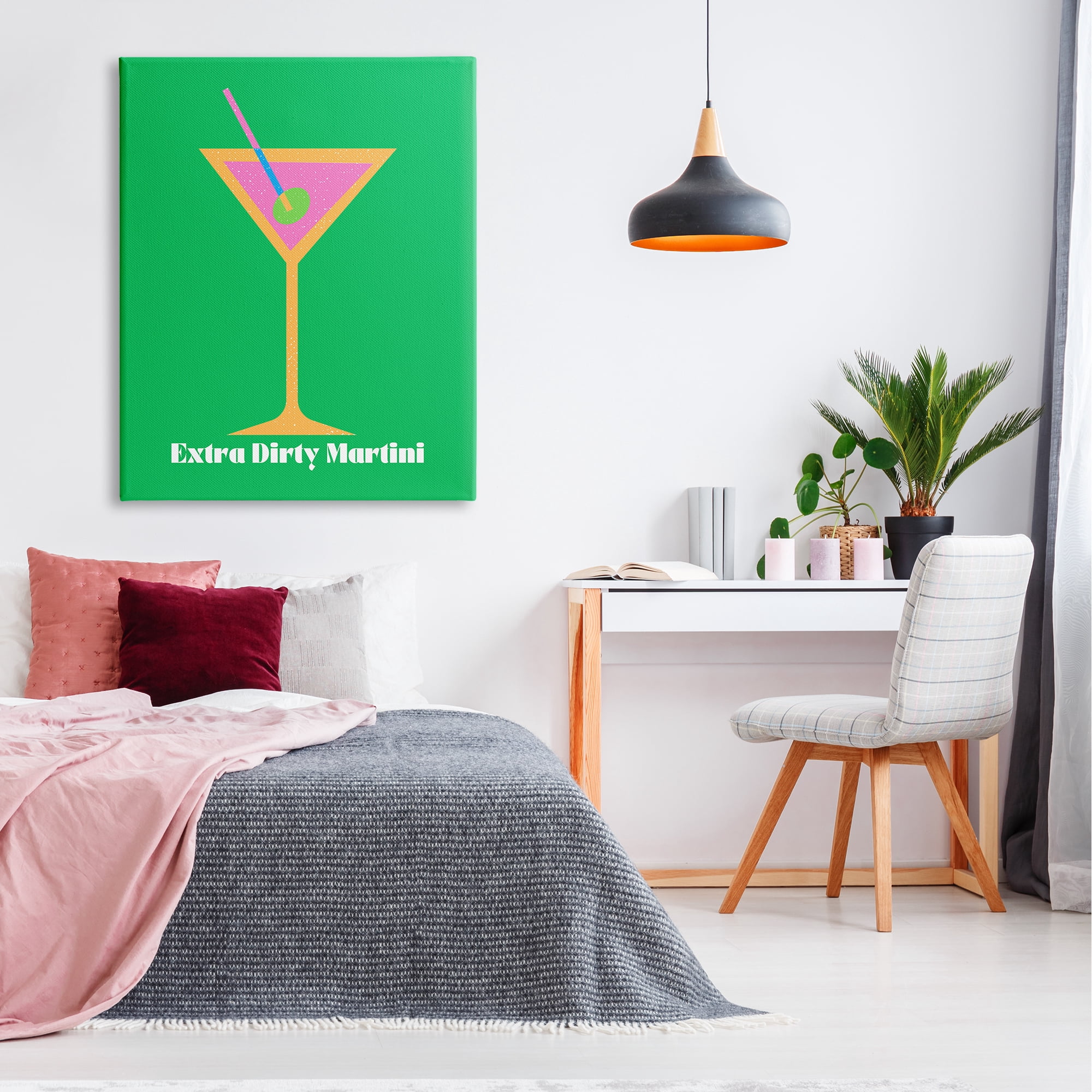 Stupell Industries Extra Dirty Martini on Green Food & Beverage Painting Gallery Wrapped Canvas Art Print Wall Art, 36 x 48