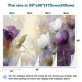 thumbnail image 3 of Peel and Stick Wallpaper Canvas Floral White Purple Leaf Boho Purple Flowers Green Stems Petals Leaves Modern Art Wall Mural Decor Self Adhesive and Removable 69in x 98in, 3 of 6