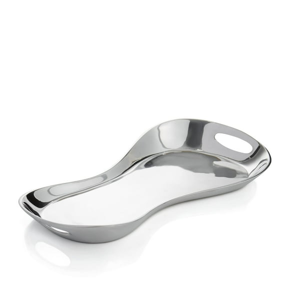 nambe Morphik Handled Tray | Large Serving Platter Can Be Heated or Chilled | Dish for Serving Food, Appetizers, Desert, Entertaining, Party | Made of Metal Alloy | 18†| Designed by Karim Rashid