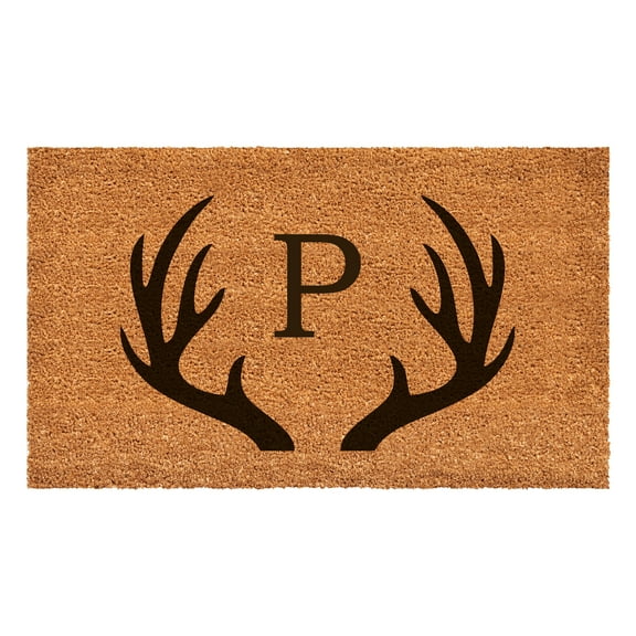 Antler Monogram Doormat, 24" x 48" (Letter P)