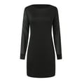 thumbnail image 5 of Elegant Dresses for Women Holiday Party Dresses for Women Shiny Mesh Stitching Black V Neck Mini Dress Long Sleeve Mesh Body Slim Dress, 5 of 8