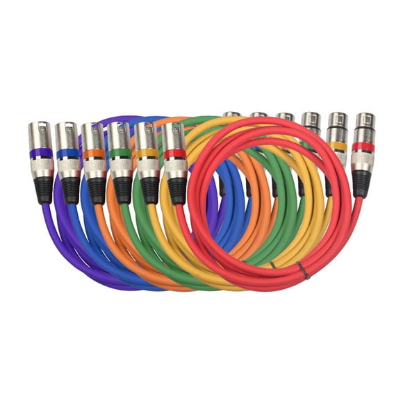 Arealer 6pcs 1.5M5ft XLR Cable Stage Cable 3-Pin XLR Male to Female Black PVC Jack for Moving Head Par Microphone Mixer Multicolor