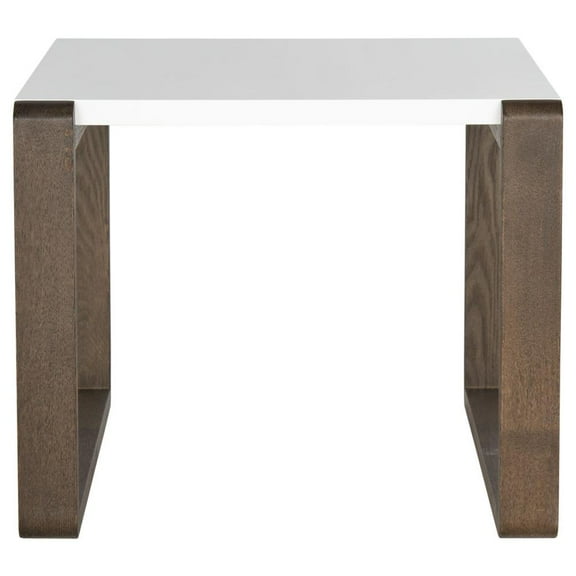 SAFAVIEH Bartholomew Lacquer End Table, White/Dark Brown