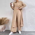 thumbnail image 5 of Women's Solid Color Turndown Button Long Sleeve Elastic Waist Loose Pants Sets Women 2 Piece Outfits S-176 Khaki M, 5 of 7