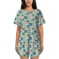 thumbnail image 1 of Balery Colorful Pugs Conjunto de Pijama para Mujer con Estampado, Dos Piezas de Manga Corta y Shorts, Ropa de Dormir Suave con Cuello Redondo y Bolsillos-Small, 1 of 6