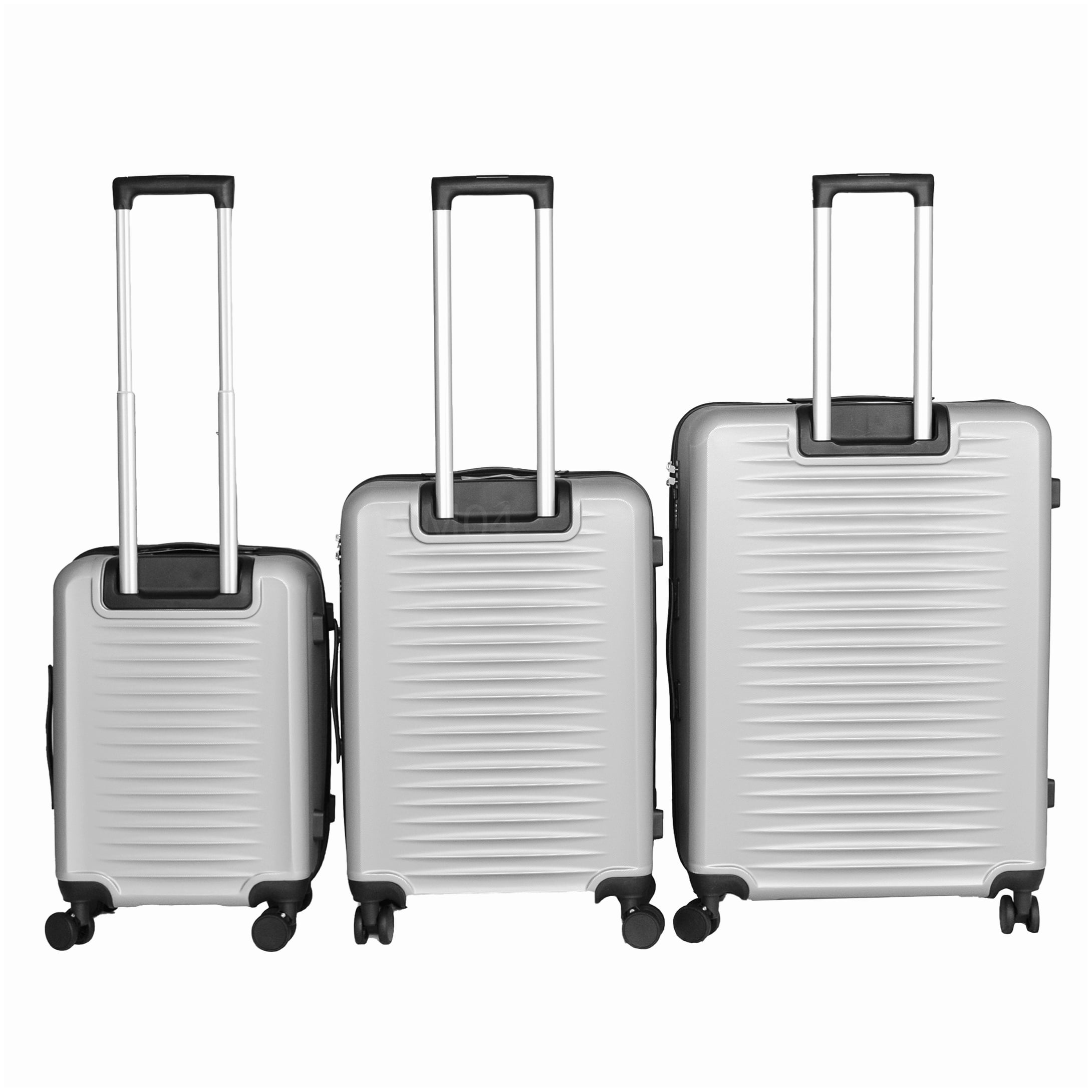 MANGIJOY TSA Approved Lock Luggage Set, 3-Piece ABS Carry-On Spinner Suitcase in Silver Gray