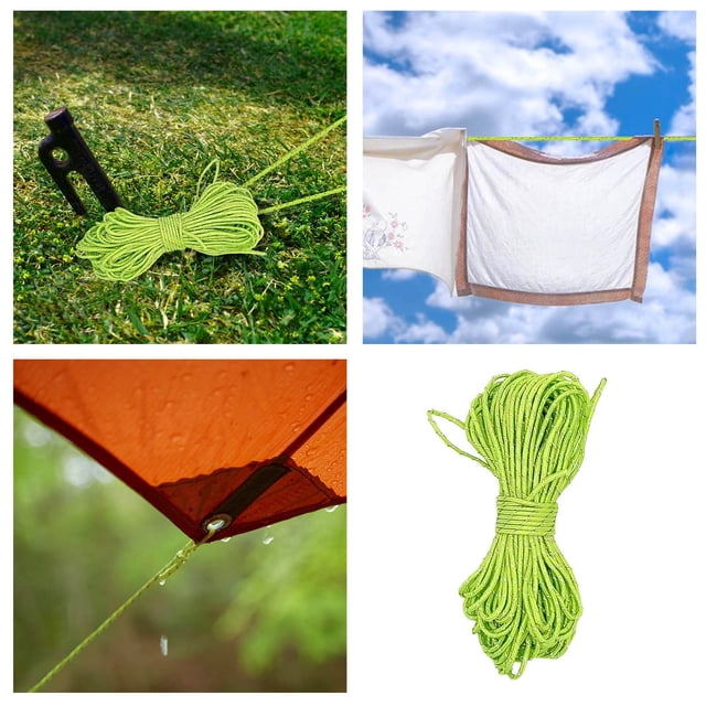 2mm Reflective 20M Fluorescent Green Tent Rope Windproof Rope for Camping Hiking Secure Guyline