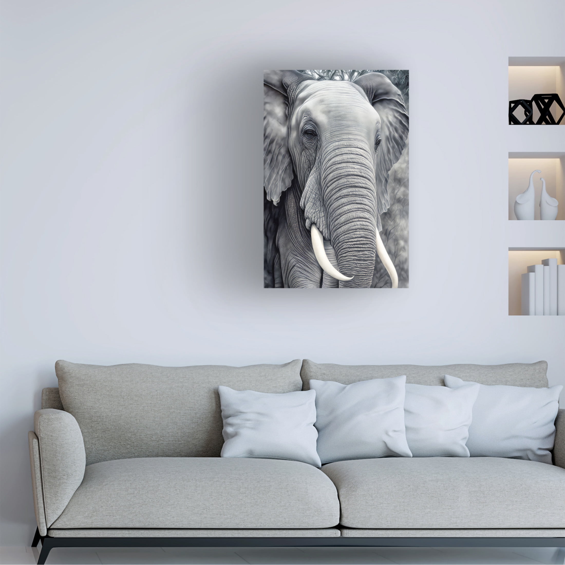 Canvas Wall Art - FootePrint Art 'African Elephant 1' Wall Art for Living Room, Bedroom, or Office Décor by Trademark Fine Art - 16 x 24 Inches