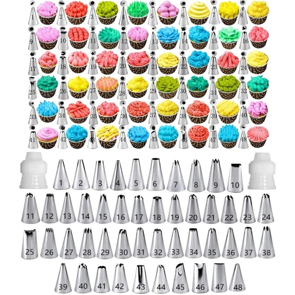 CZQ Cake Decorating Tips and Icing Piping Tips Coupler With 48pcs Piping Tips tructions