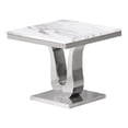 thumbnail image 4 of Genuine White Marble 4pc Coffee Table Set with Silver Stainless Steel Base, 4 of 5