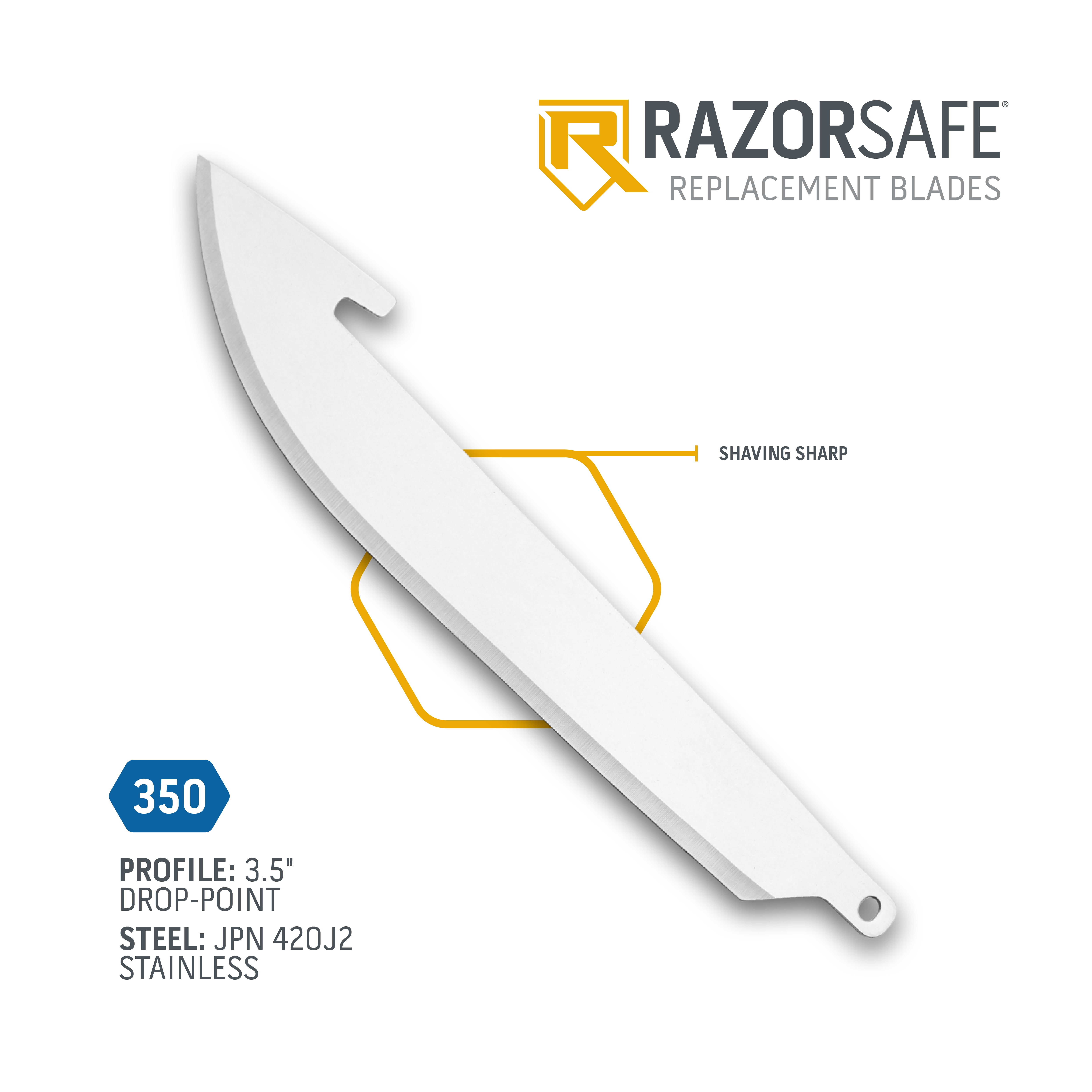 Outdoor Edge 3.5" RazorSafe Drop-Point Blade 5 pack