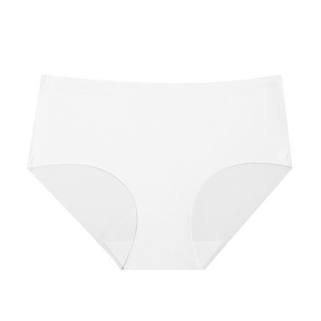 Diufon Panties Underwear for Women Seamless Mid Rise Briefs Solid Color Traceless Womens Panty (Medium  White)