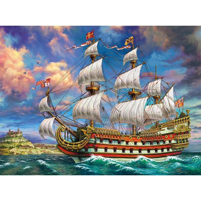 Wdftyju Diamante pintura velero completo redondo Rhinestone pared Wdftyju 5jv8zn2kx0wj5mz3