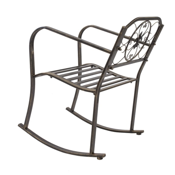 Bronze Flat Tube Single Rocking Chair, Sturdy Indoor Outdoor Living Room Chair