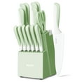 thumbnail image 1 of Hecef 15-Piece Stainless Steel Knife Set with Block, Food-Grade Non-Stick Coating, 1 of 10