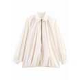 thumbnail image 3 of Veste Bombardier Bouffante pour Femmes Surdimensionnée Décontractée de Rue à Manches Chauve-Souris avec Col Rabattu et Fermeture Éclair Blanc Laiteux S, 3 of 7