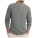 thumbnail image 2 of pstuiky camisa de manga larga para hombre, Sudadera informal de color liso con botones y manga larga y cuello redondo para hombre top de hombre xxl, 2 of 7