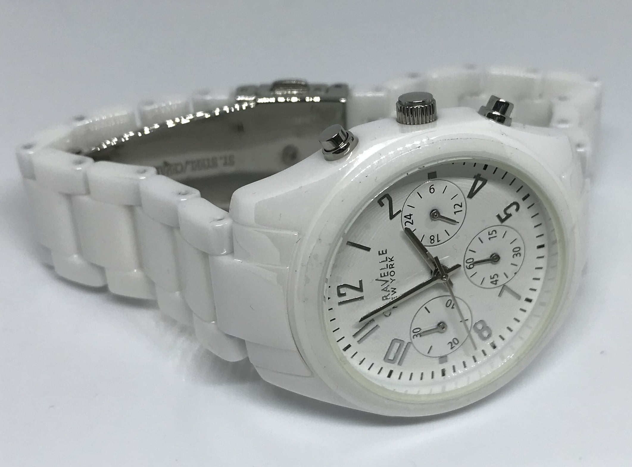 Caravelle NY Women's Chrono White Ceramic high quality White Dial