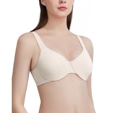 

AILIVIN Full Figure Underwire Bras for women Minimize non padded smooth wire support t shirt womens bras deep seamless cups comfort lift up bra Black 38DD 38 DD