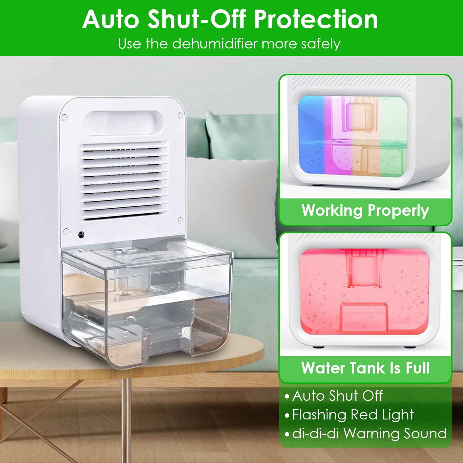 1Pc 37.2OZ Indoor Portable Small Dehumidifier with Sleep Mode 1-24H Timer Touch Control for Home Bathroom Basement Closet RV Bedroom
