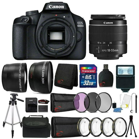 Canon EOS 4000D 18MP Wi-Fi / NFC DSLR Camera + 18-55mm Lens + 32GB Ultimate Accessory (Best Dslr Camera In The World 2019)