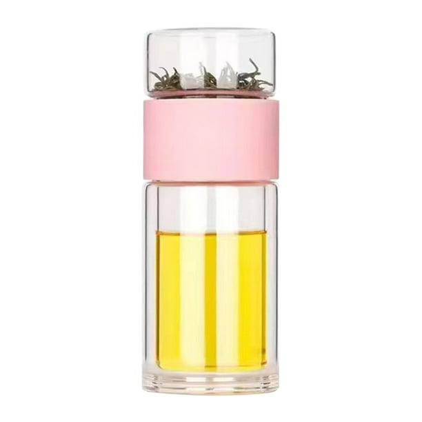 Pisexur Batería de cocina Infusor de té con filtro, botella de vidrio para infusiones, separador de té portátil, taza de té, botella de vidrio doble para infusiones. para la cocina del hogar