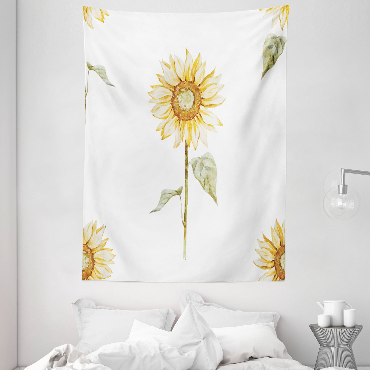 Sunflower Decor Wall Hanging Tapestry, Sunflowers in Watercolor ...