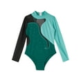thumbnail image 3 of IEFIEL Kids Girls Ball Gymnastics Leotard Long Sleeves Shiny Rhinestone Figure Skating Jumpsuit A Green 16, 3 of 7