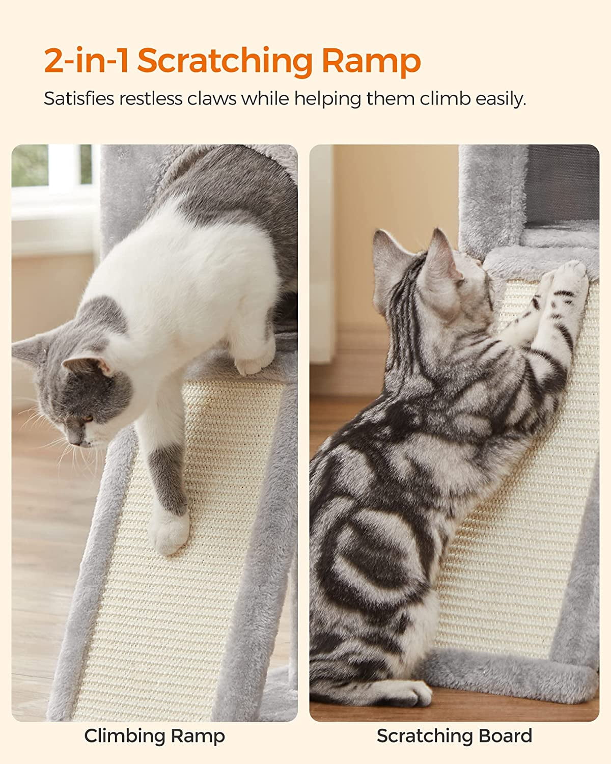 Cat Tree, Small Cat Tower for Indoor Cats, Kittens, Multi-Level Plush Cat Condo, Light Gray