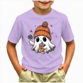 thumbnail image 2 of xaweyi Girls Cute Ghost Halloween Graphic Tee Short Sleeve Crew Neck Kids Fall Holiday Top,Sizes 8-9 Years, 2 of 5