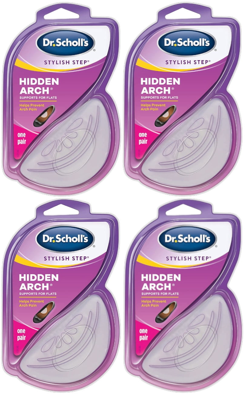4 Pack of Dr. Scholl's Stylish Step Hidden Arch Supports for Flats, 1 Pair Each