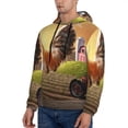 thumbnail image 3 of Xecao Country Farm Morning Rooster Pattern Men's Adult Pullover Hoodie,Hooded Sweatshirt-3X-Large, 3 of 7