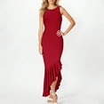 thumbnail image 6 of Women Dresses Plus Size Sleeveless Crew Neck Summer Casual Ruffle Hem Maxi Bodycon Party Wedding Guest Dress Red XL, 6 of 8