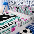 thumbnail image 3 of Erosebridal Rainbow Gymnast Print Zipper Twin Comforter Sets with Fitted Sheet and 2 Pillowcases,Multicolor Gym Word Star White Base Accent Zipper Bedding Set,Teal Magenta,4-Piece,Reversible, 3 of 6