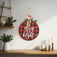 thumbnail image 2 of Parisloft Merry and Bright Buffalo Check Christmas Wood Wall Ornament, 2 of 9