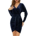 thumbnail image 2 of BadyminCSL Fashion Women's Elegant Casual Slim Dress Solid Color Dress Skirt Dress, 2 of 5
