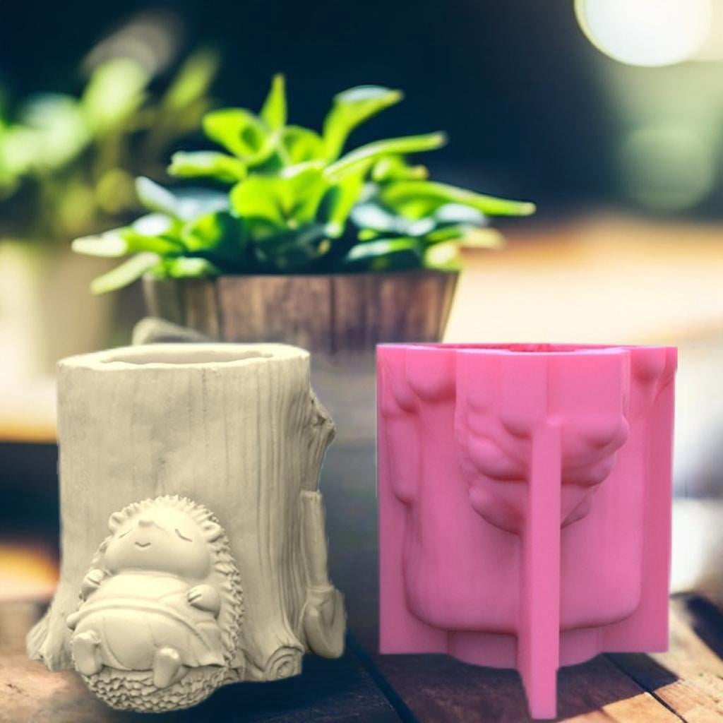 Osdhezcn Hedgehog Gypsum Flower Pot Silicone Resin Mold Epoxy Resin Casting Mold Succulent Vase Cement Mold Candle Holder Mold