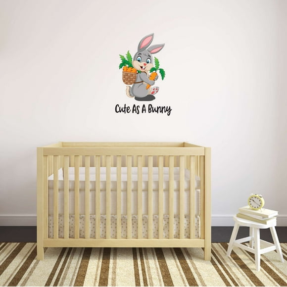 Cute As A Bunny Rabbits Bunny Carrots Basket BE KIND Garden Farm Chicken Cow Horse Farmer Ranch Egg Fox Hen House Pig Sheep Holiday Gift Decorating Ideas Wall Decal Sticker - Size: 14 In X 20 In