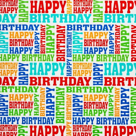 American Greetings Aqua and Happy Birthday Print Wrapping Paper, 2-Roll