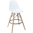thumbnail image 6 of 2xhome - White - 28" Seat Height Modern Plastic Style Bar Stool Barstool Counter Stools with backs and armless Natural Legs Wood Eiffel Legs Dowel-Leg, Set of 1, 1 piece, 6 of 9